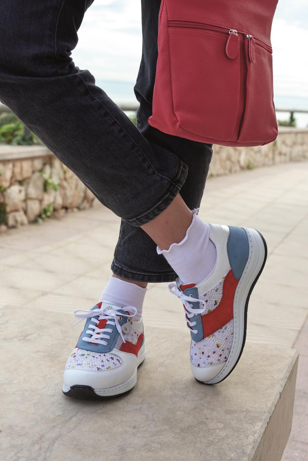 Basket Orthopédique Femme ADOUR Blanc et Rouge