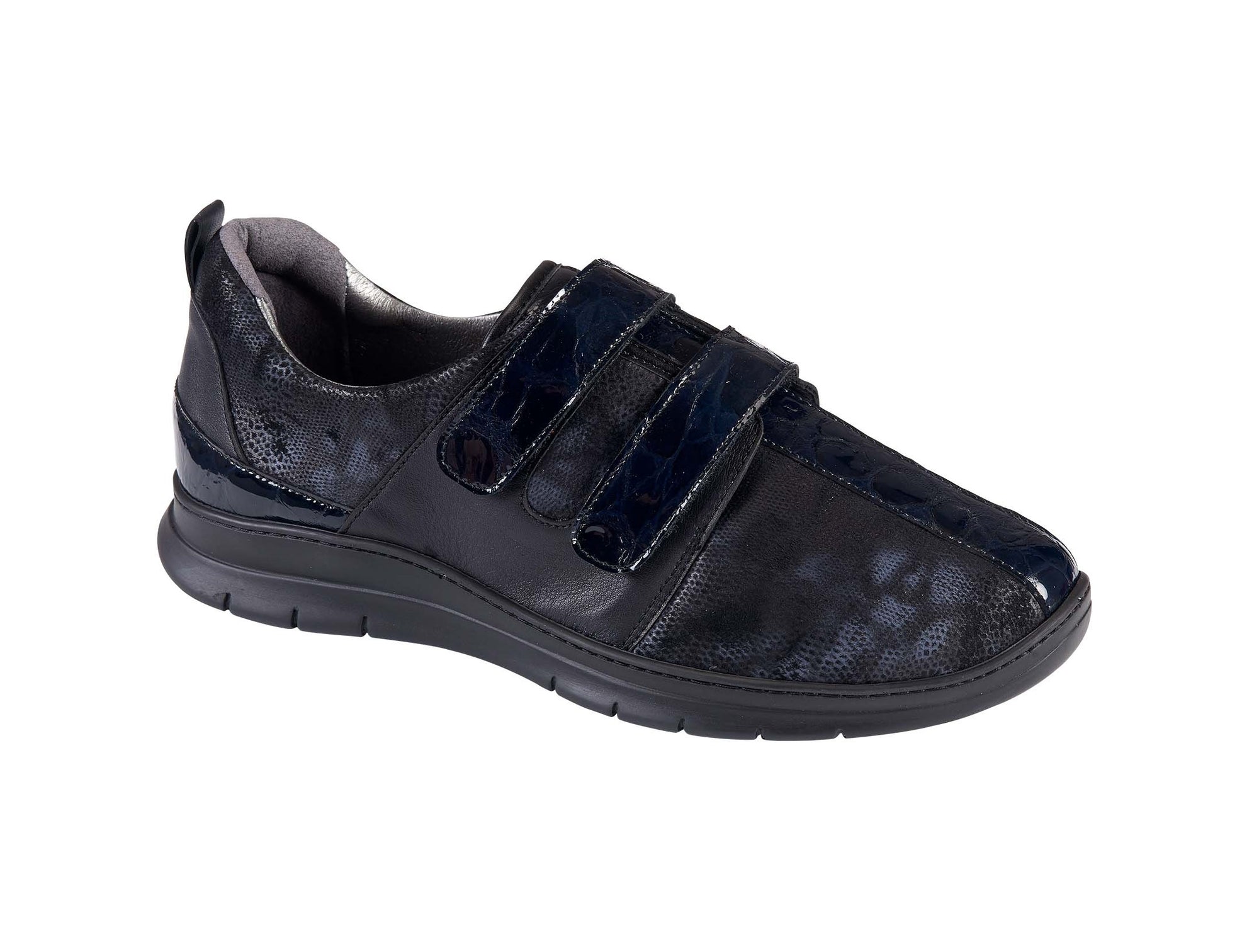 Basket Orthopédique Femme ADOUR Noir et Bleu vernis