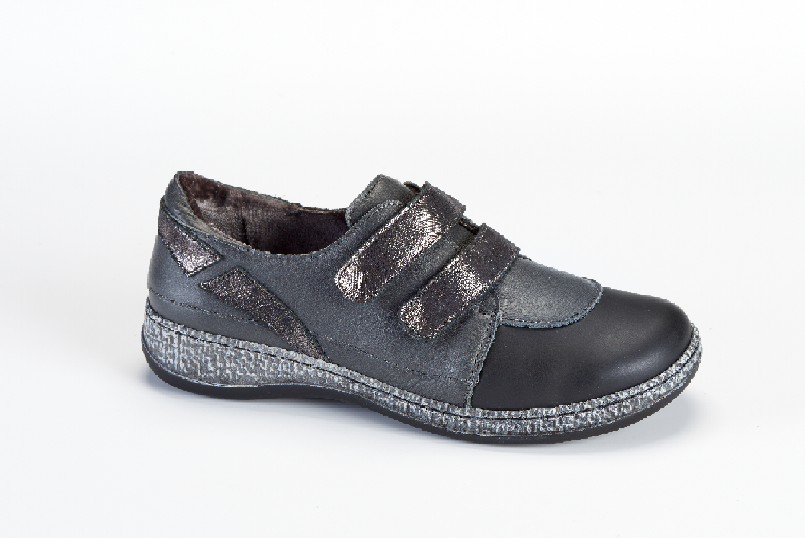 Basket Orthopédique Femme ADOUR Noir et Gris Pailleté