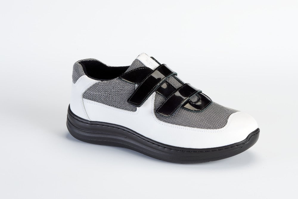 Basket Orthopédique Femme ADOUR Blanc et Noir Vernis