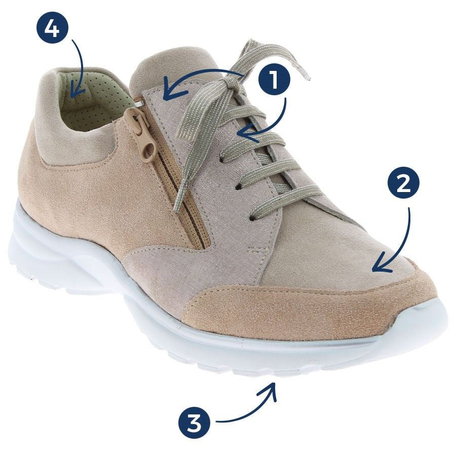 Basket Orthopédique Femme PODOWELL Beige et Rose