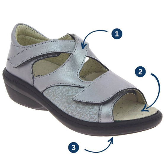 sandale orthopédique femme podowell argent