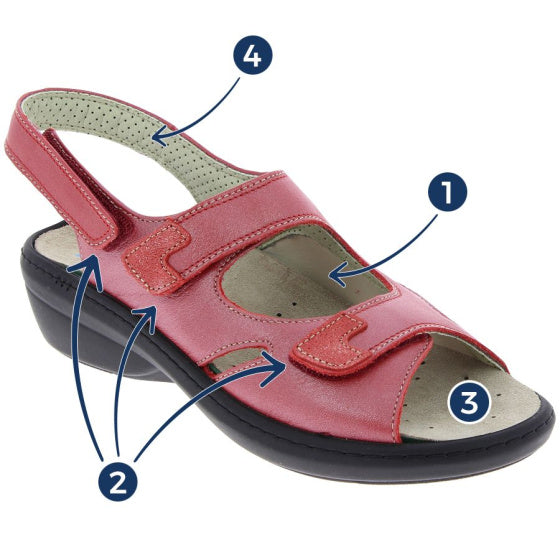 sandale orthopédique femme podowell rouge